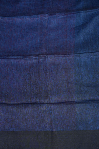 Half and Half Pure Linen Saree with Textured Jute Linen Pallu-Royal Blue & Wine