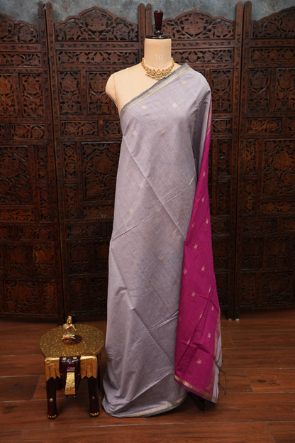 Maheshwari Silk Cotton Saree | Lavender and Pink