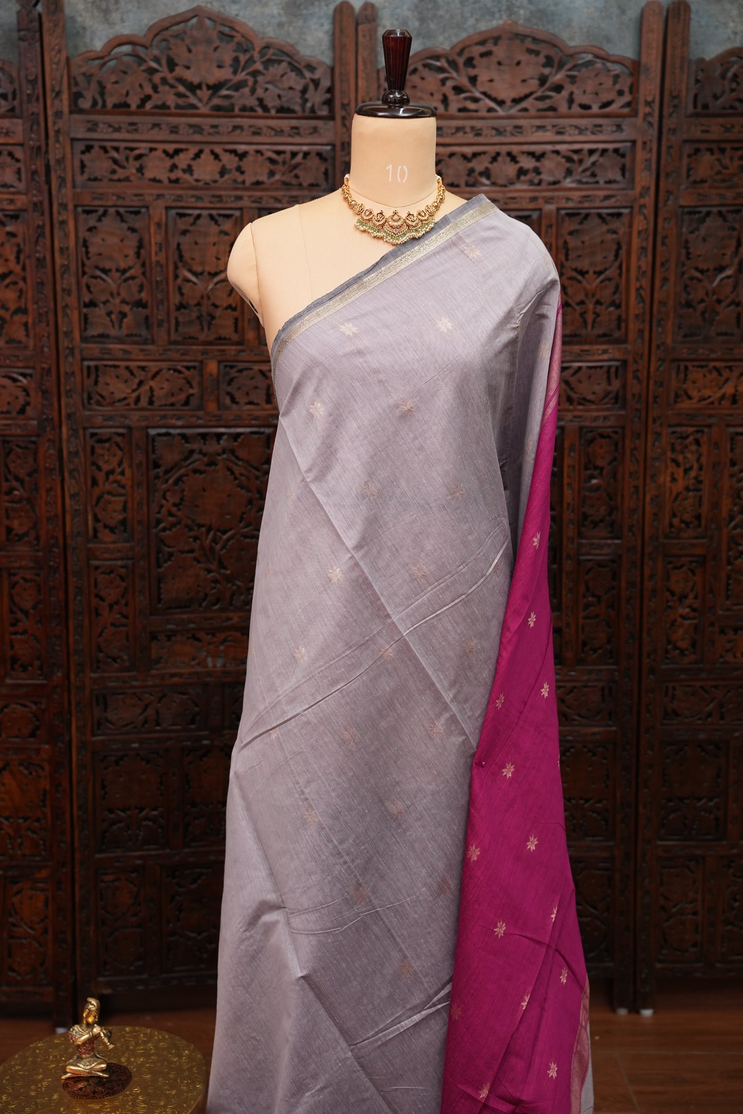 Maheshwari Silk Cotton Saree | Lavender and Pink