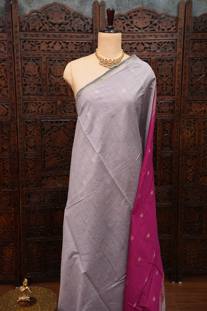 Maheshwari Silk Cotton Saree | Lavender and Pink