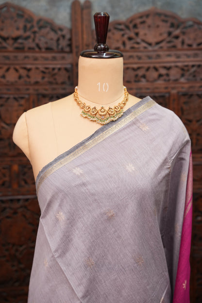 Maheshwari Silk Cotton Saree | Lavender and Pink