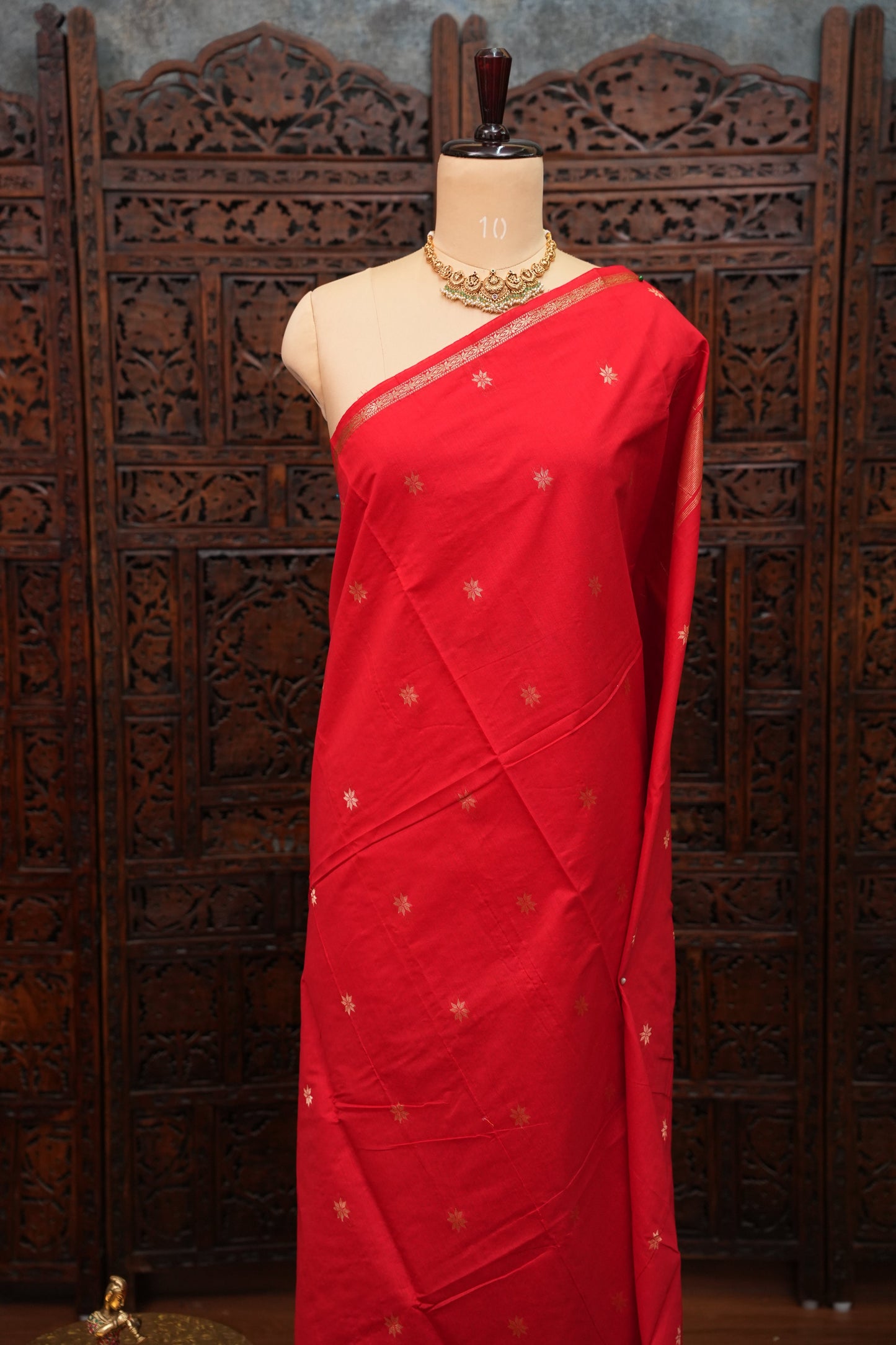 Maheshwari Silk Cotton Saree|Red
