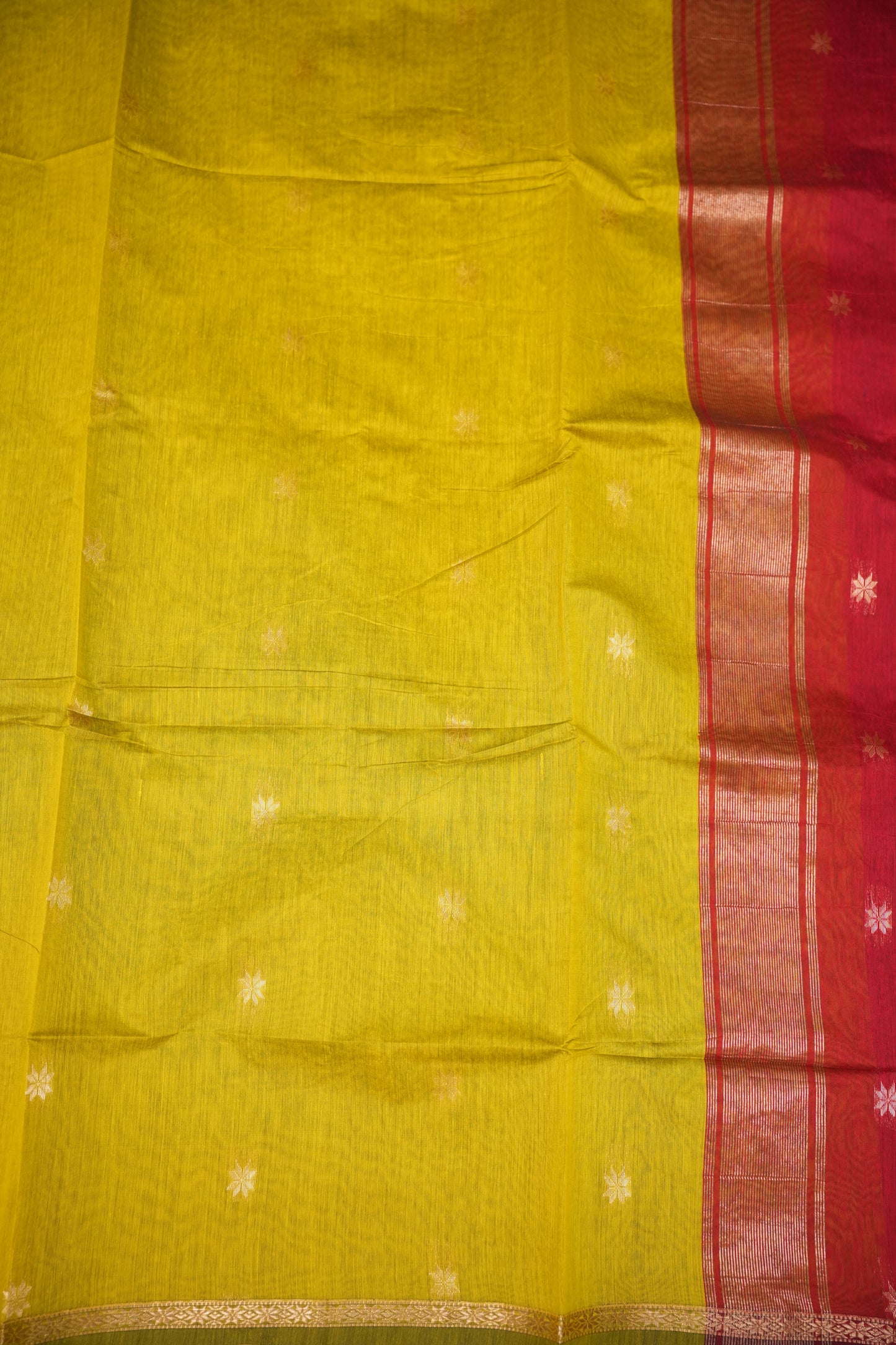 Maheshwari Silk Cotton Saree | Green and Deep red