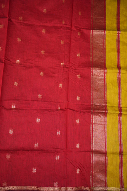 Maheshwari Silk Cotton Saree | Green and Deep red