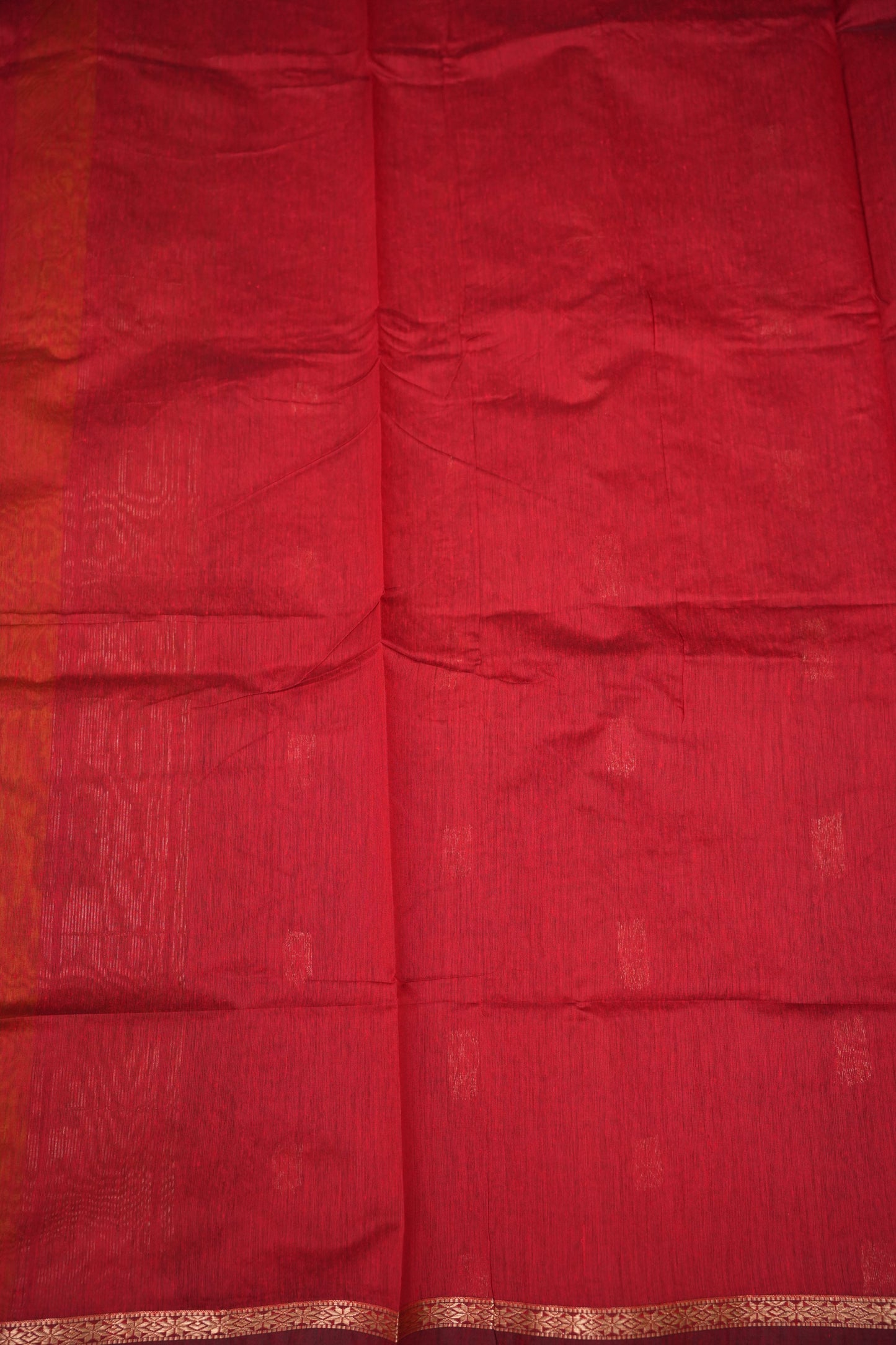 Maheshwari Silk Cotton Saree | Green and Deep red