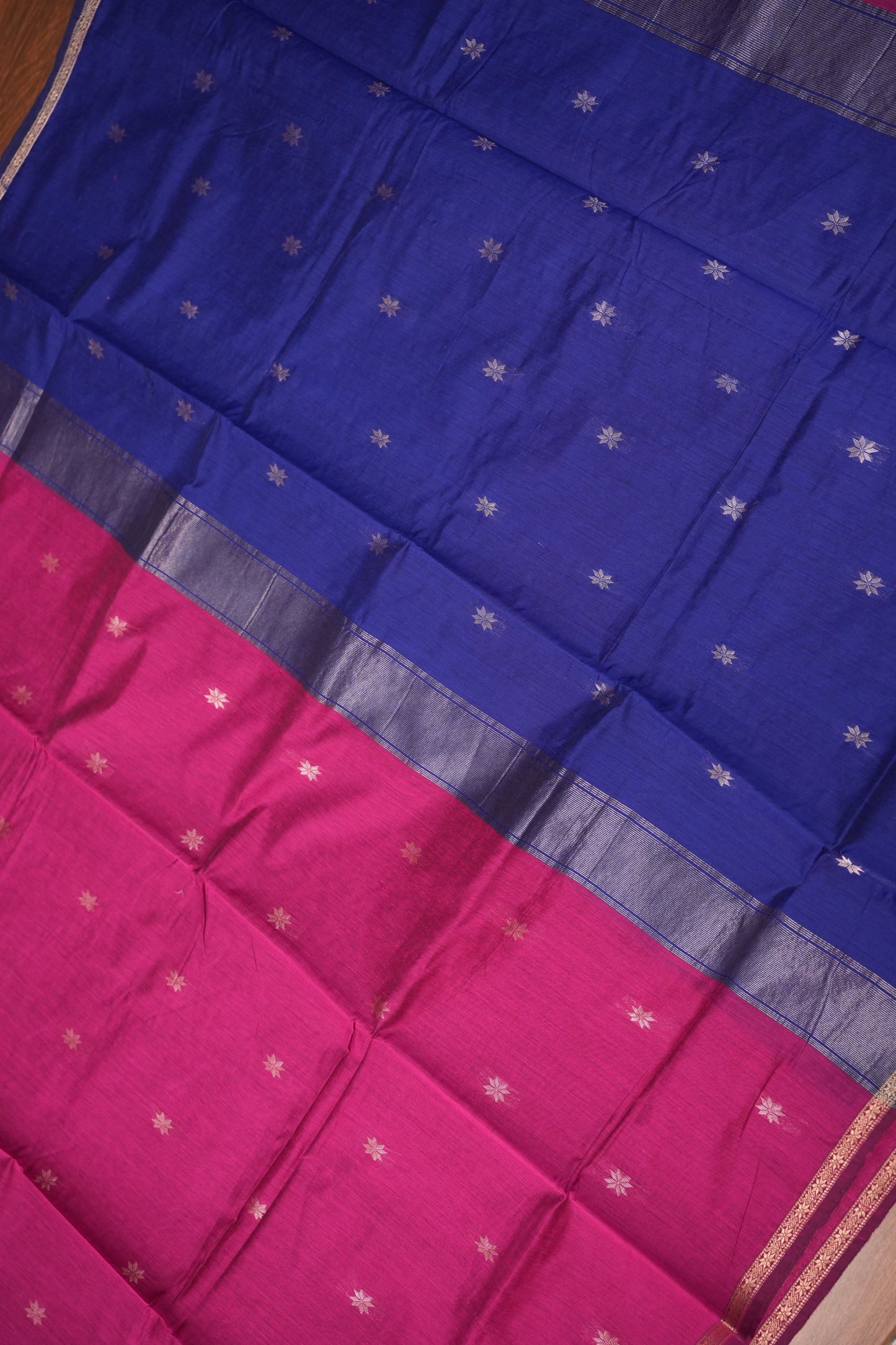 Maheshwari Silk Cotton Saree | Pink and Blue
