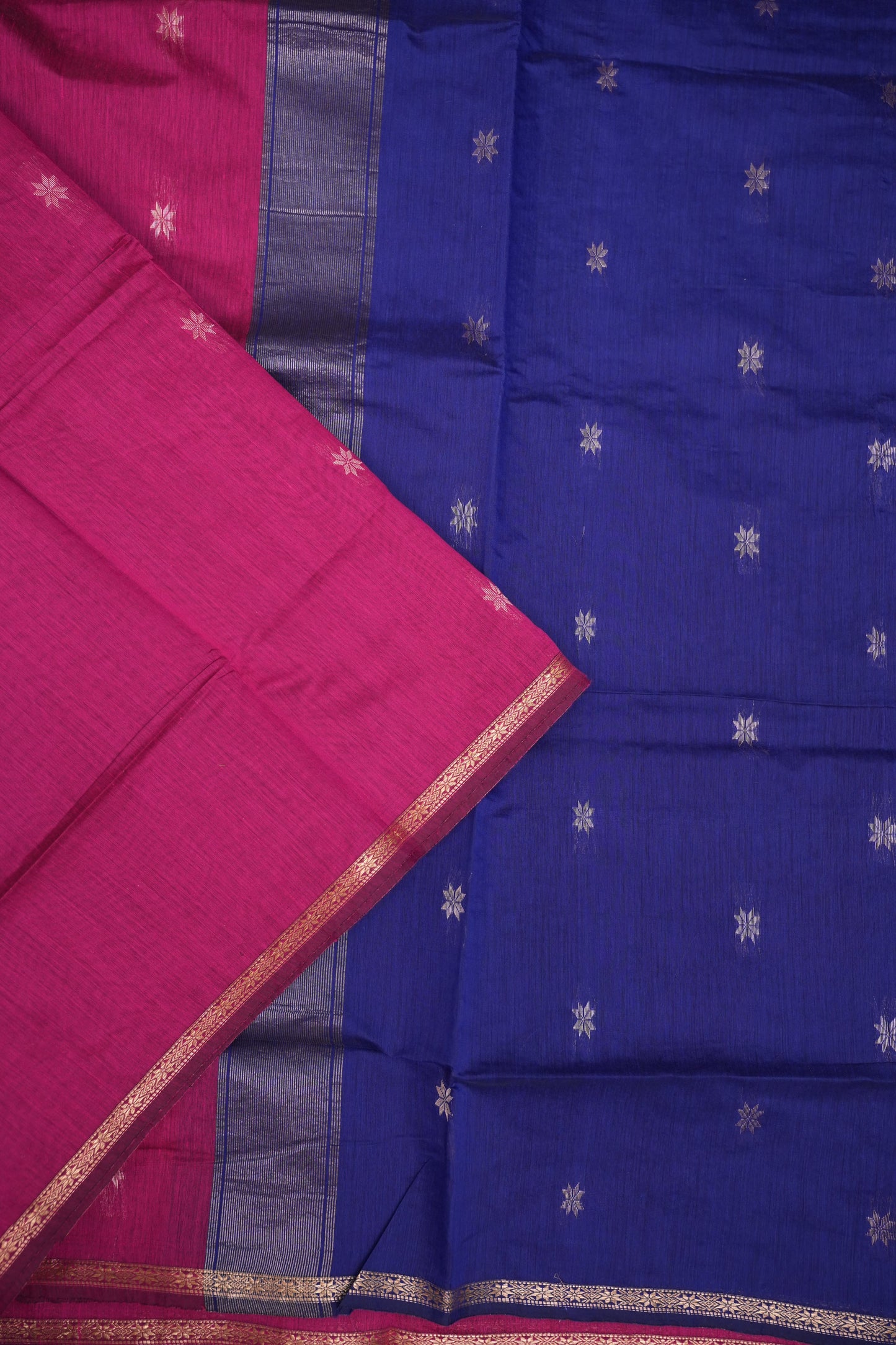 Maheshwari Silk Cotton Saree | Pink and Blue