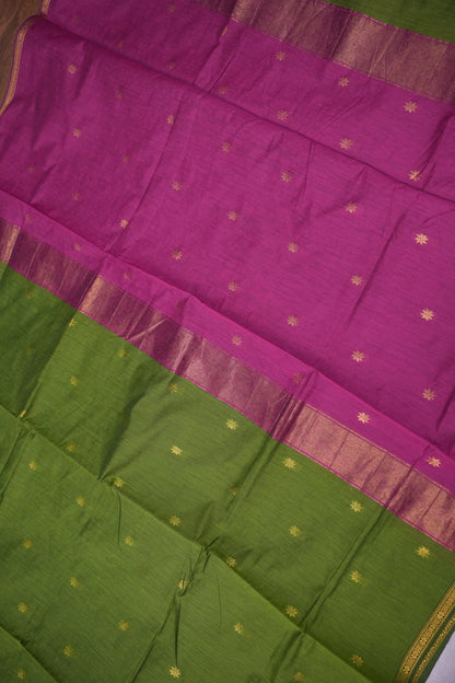 Maheshwari Silk Cotton Saree | Pink and Green