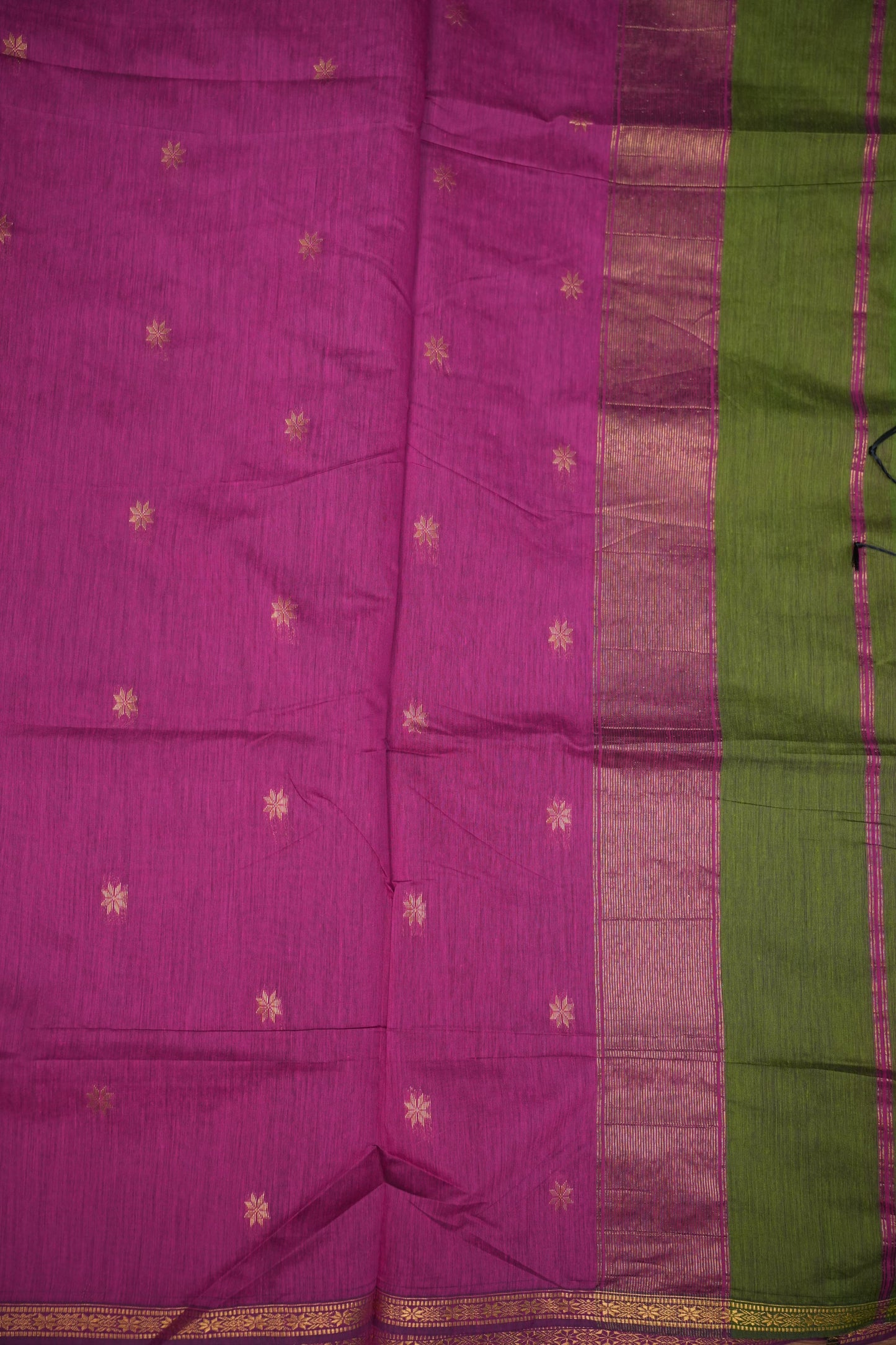 Maheshwari Silk Cotton Saree | Pink and Green