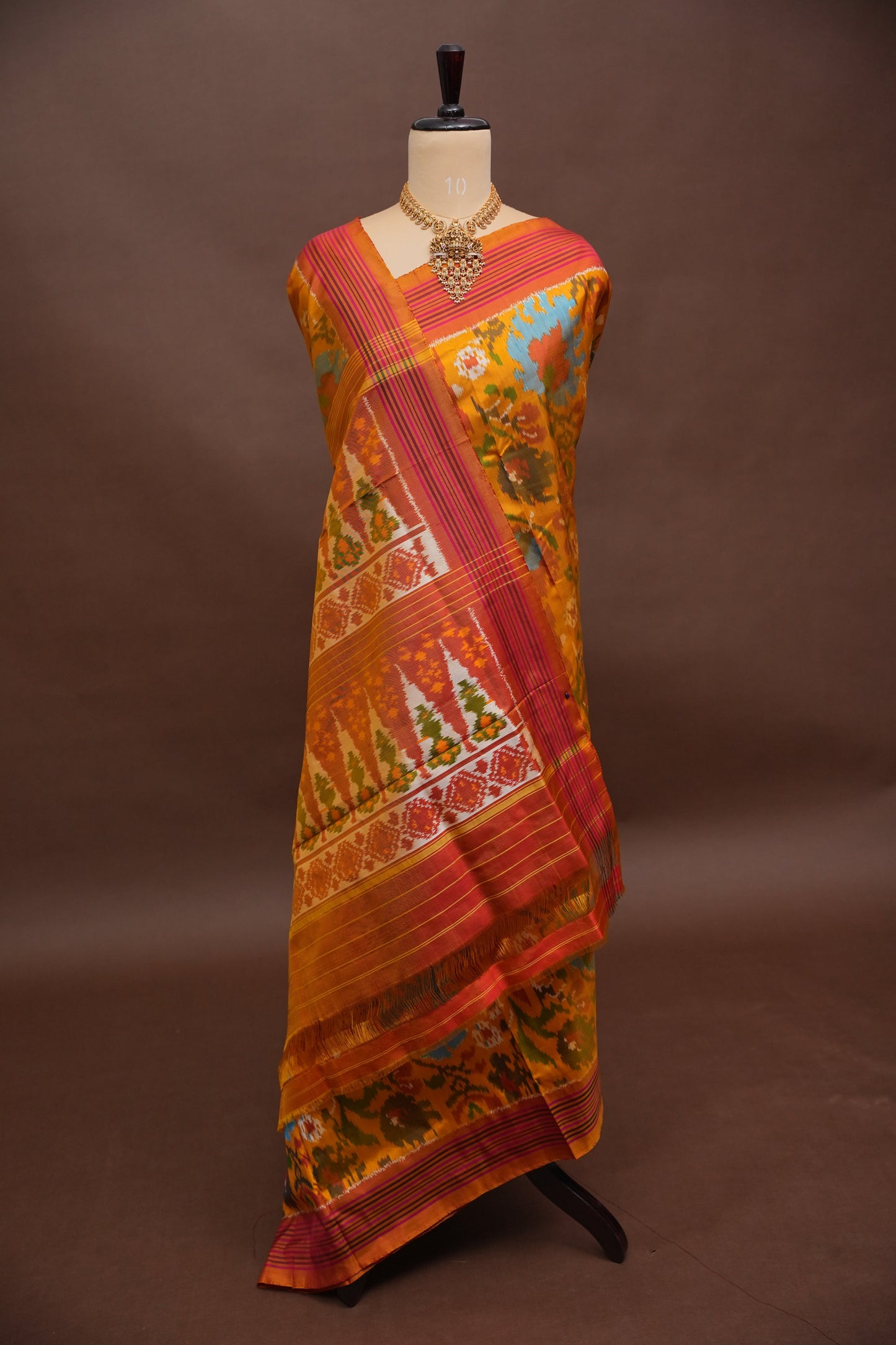 Pure Ikkat Soft Silk Saree - Mustard Yellow