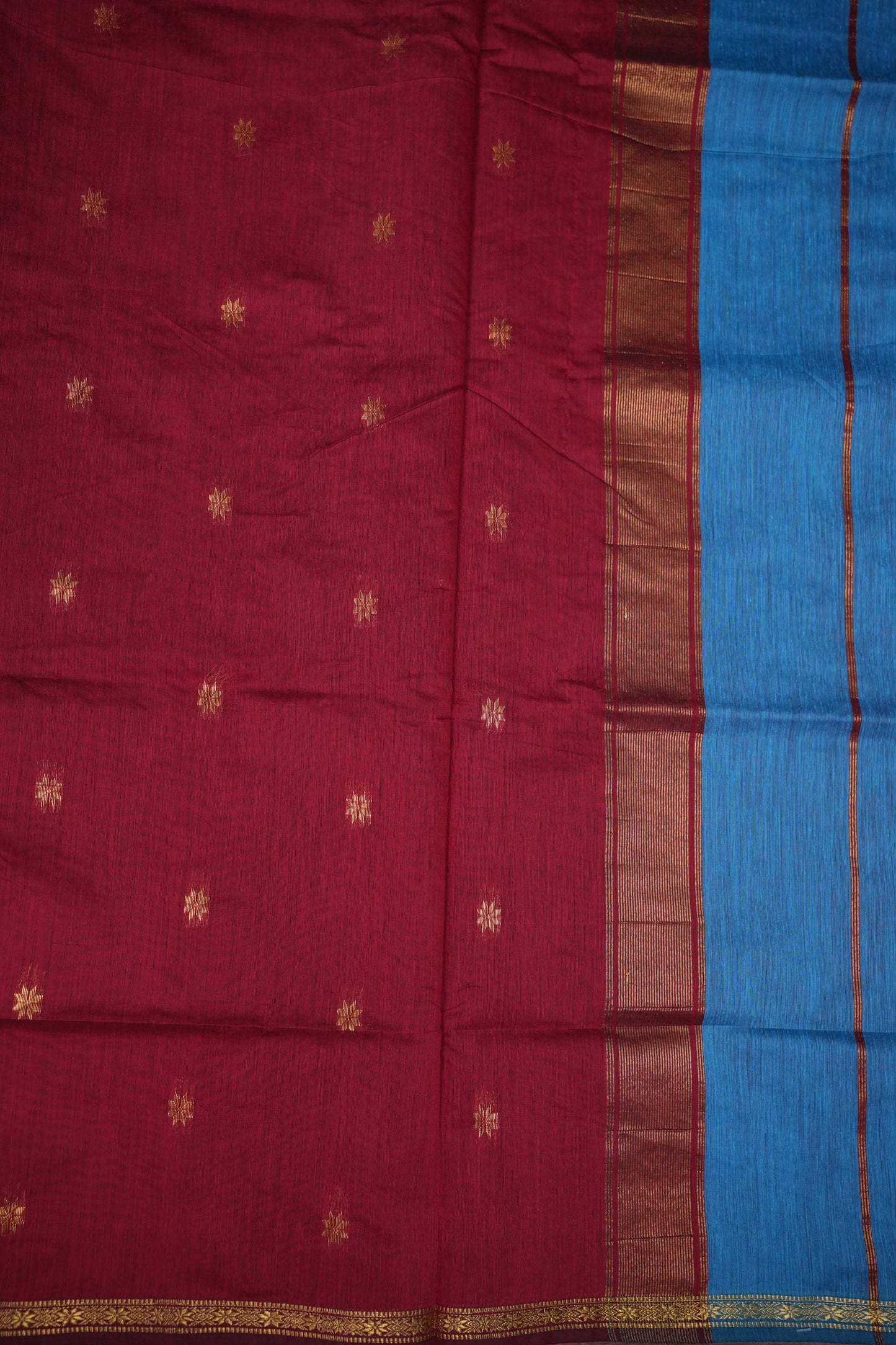 Maheshwari Silk Cotton Saree | Red and Blue
