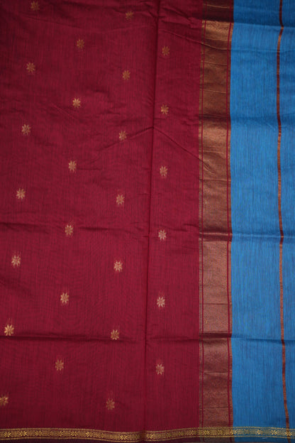 Maheshwari Silk Cotton Saree | Red and Blue