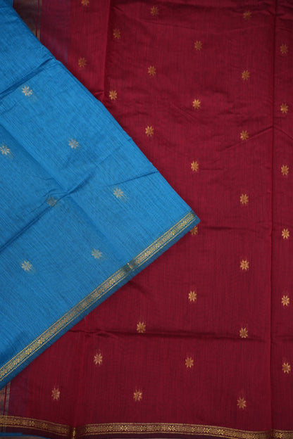 Maheshwari Silk Cotton Saree | Red and Blue