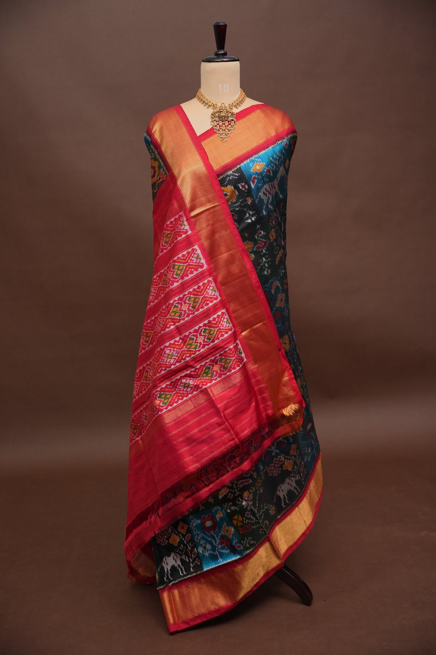 Pure Ikkat Soft Silk Saree - Black with Multicolor