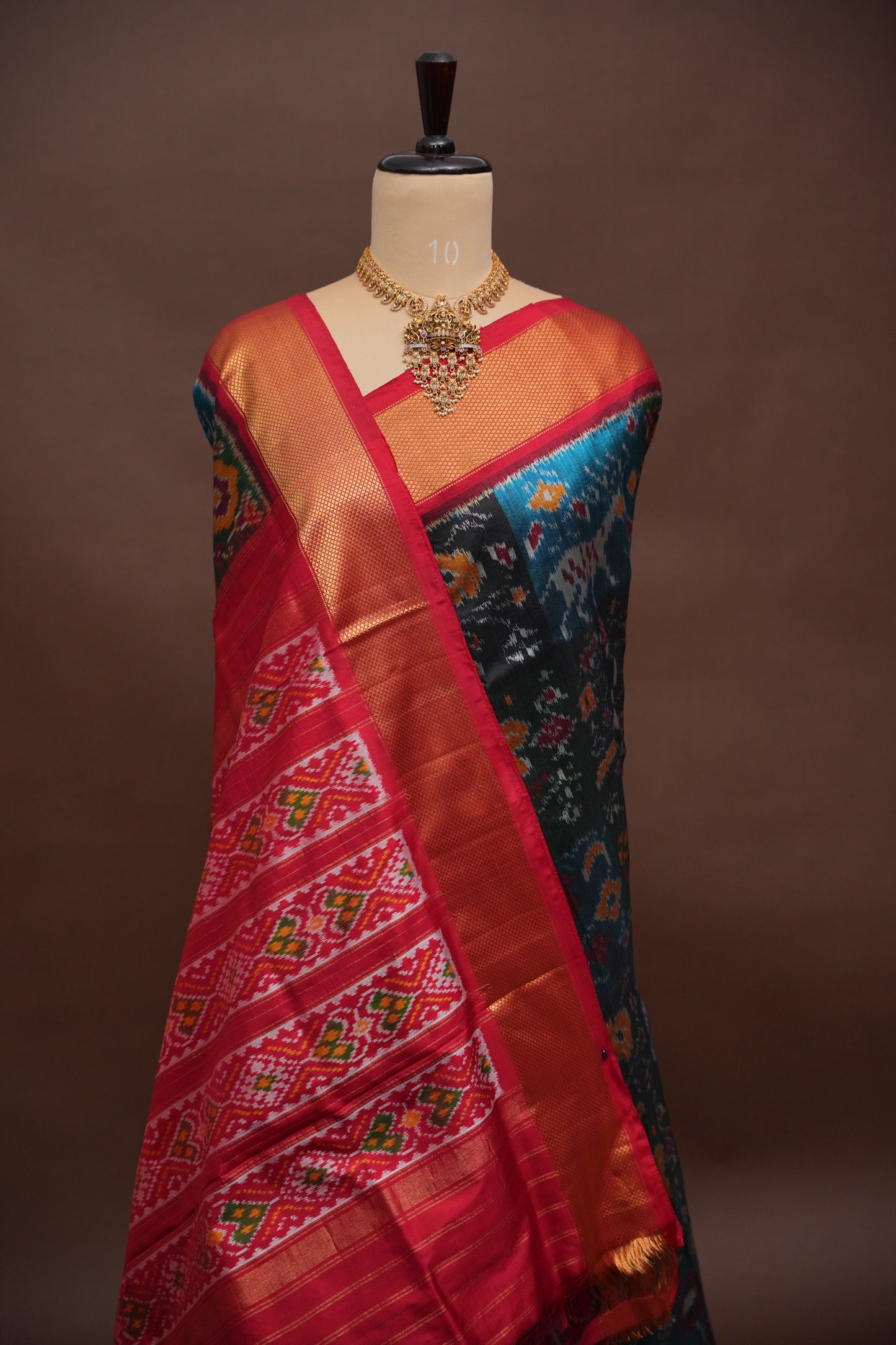 Pure Ikkat Soft Silk Saree - Black with Multicolor