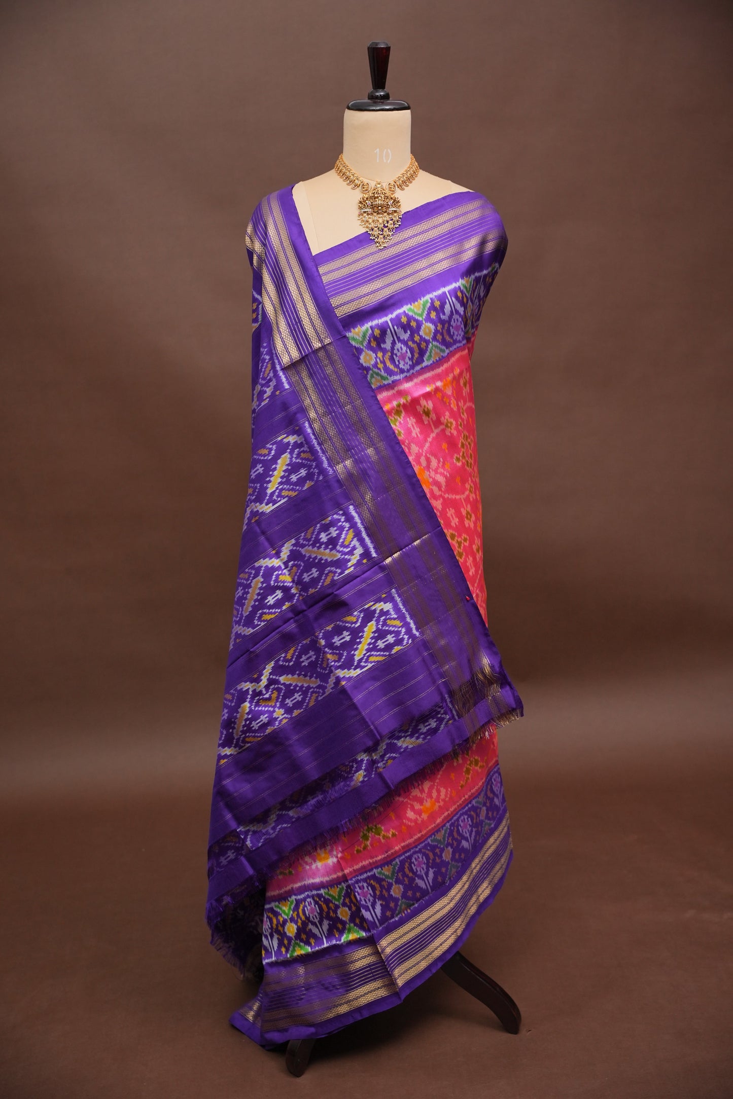 Pure Ikkat Soft Silk Saree - Purple & Pink