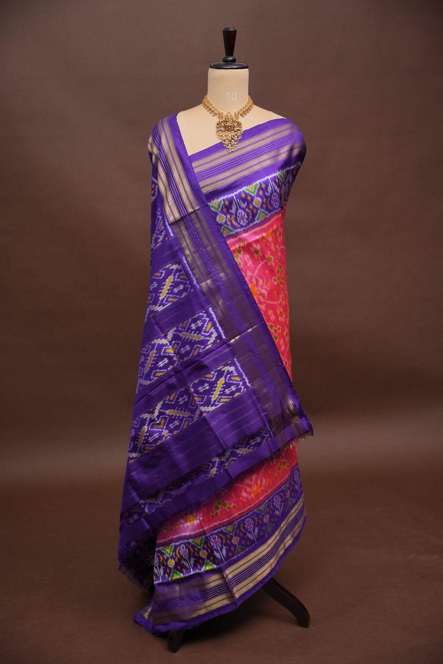 Pure Ikkat Soft Silk Saree - Purple & Pink