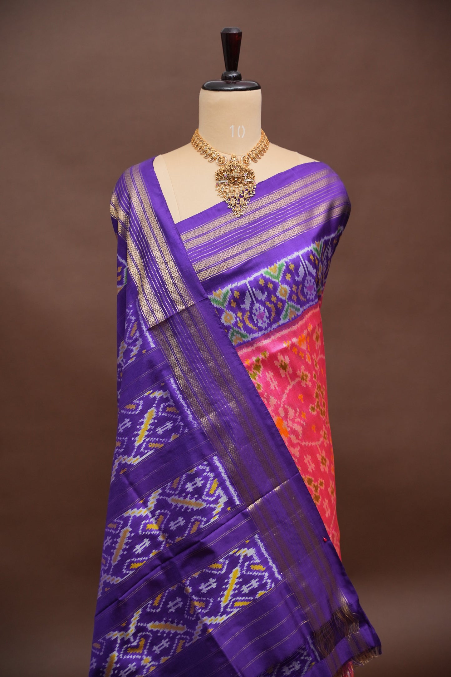 Pure Ikkat Soft Silk Saree - Purple & Pink