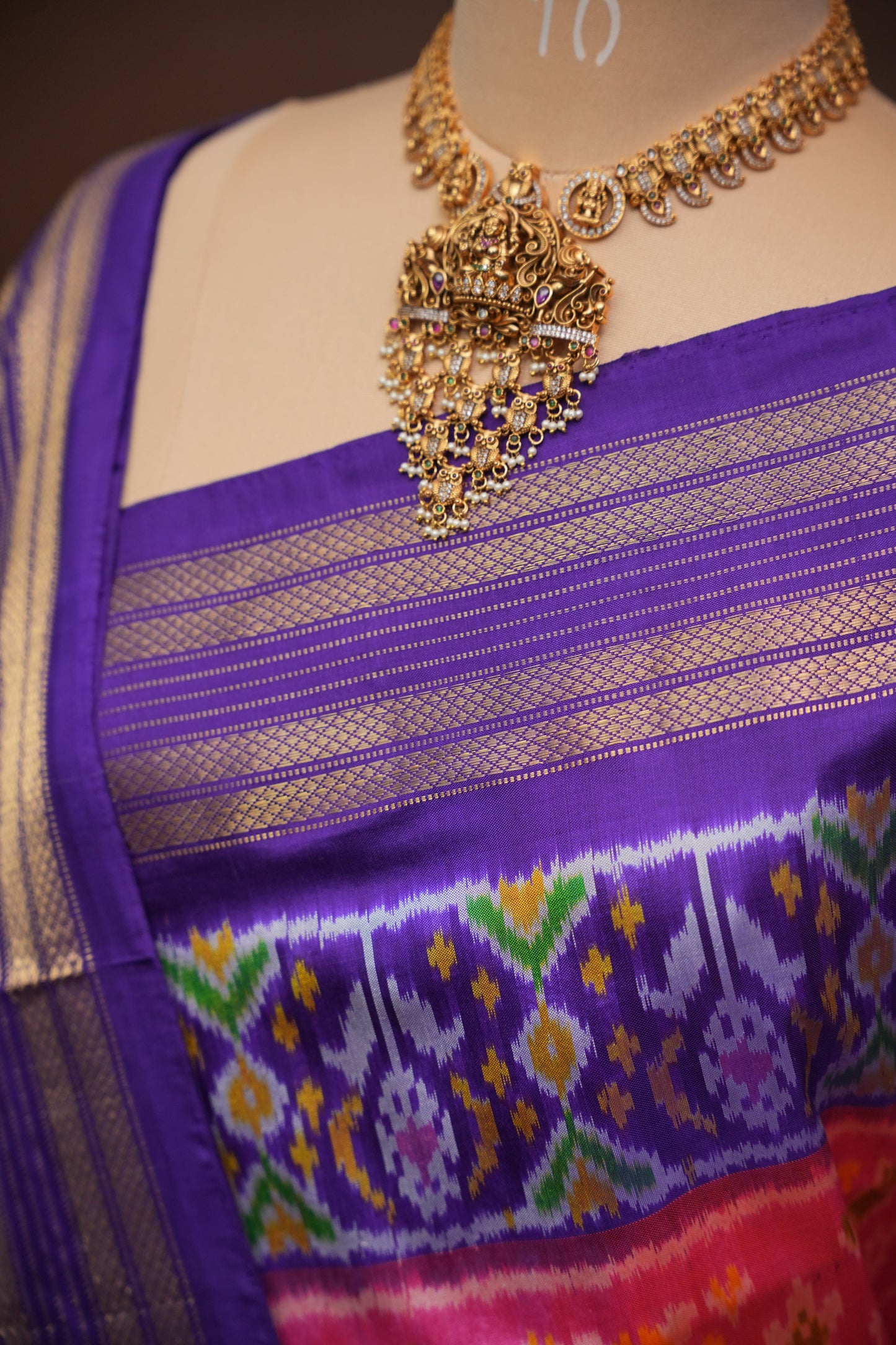Pure Ikkat Soft Silk Saree - Purple & Pink