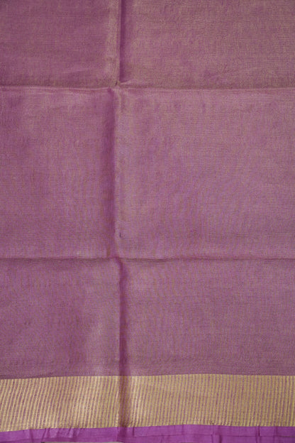 Tissue Linen Silk Saree – Soft Mauve Pink with Classic Gold Zari Border
