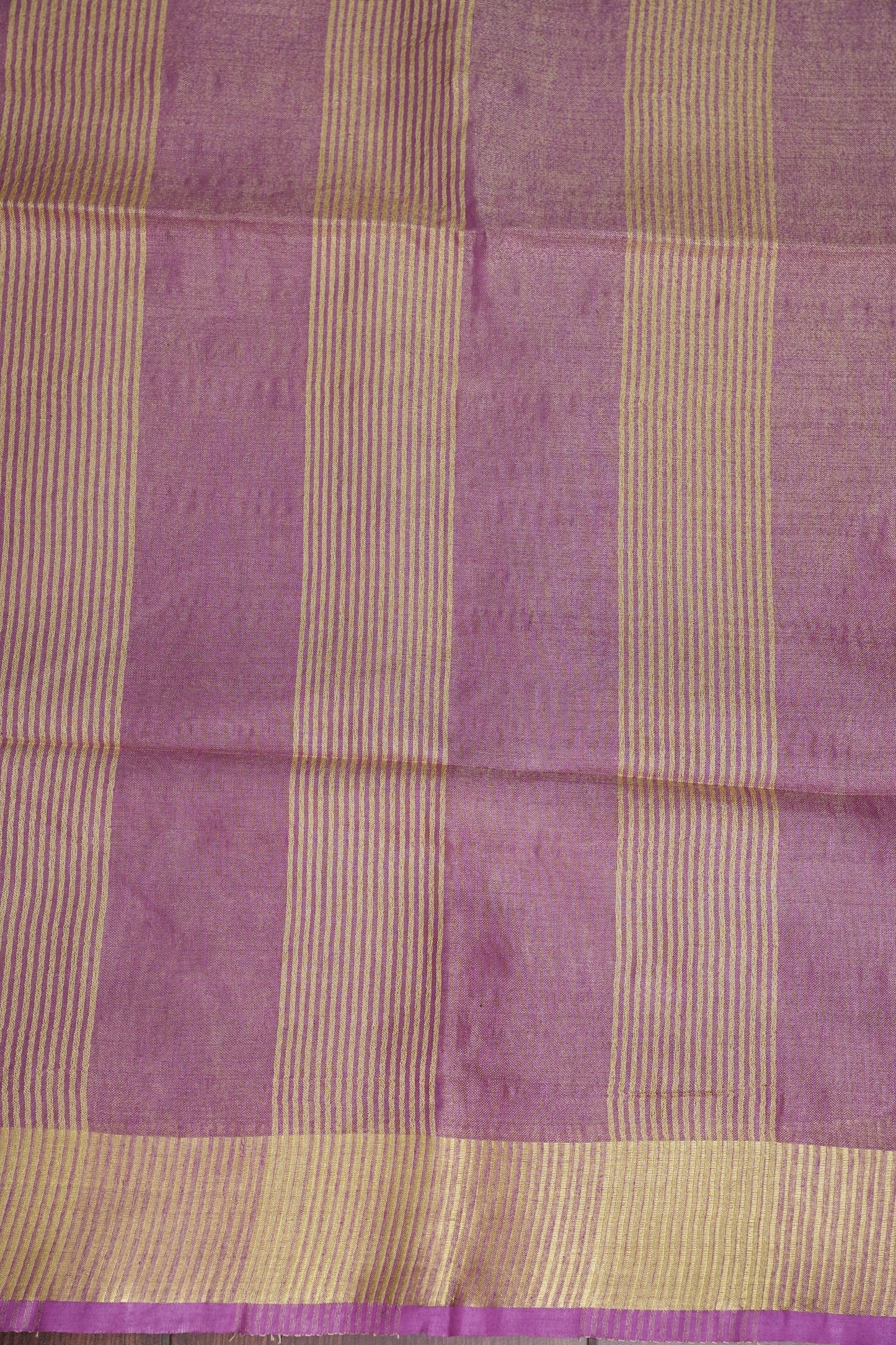 Tissue Linen Silk Saree – Soft Mauve Pink with Classic Gold Zari Border