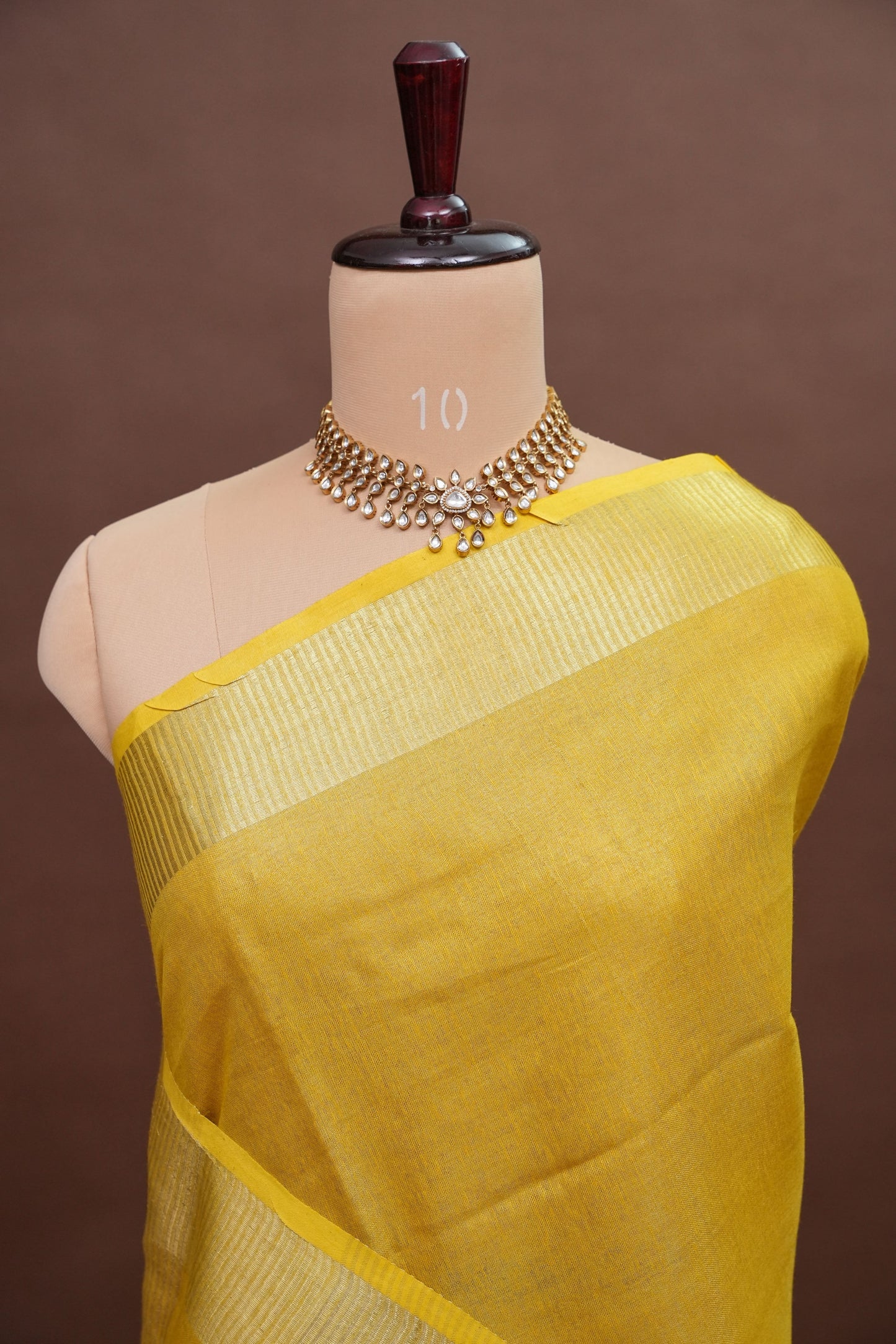 Tissue Linen Silk Saree – Sunshine Yellow with Subtle Gold Zari Border