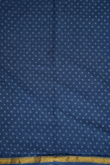 Warli Print Cotton Saree – Indigo Blue with Traditional Tribal Art Motifs