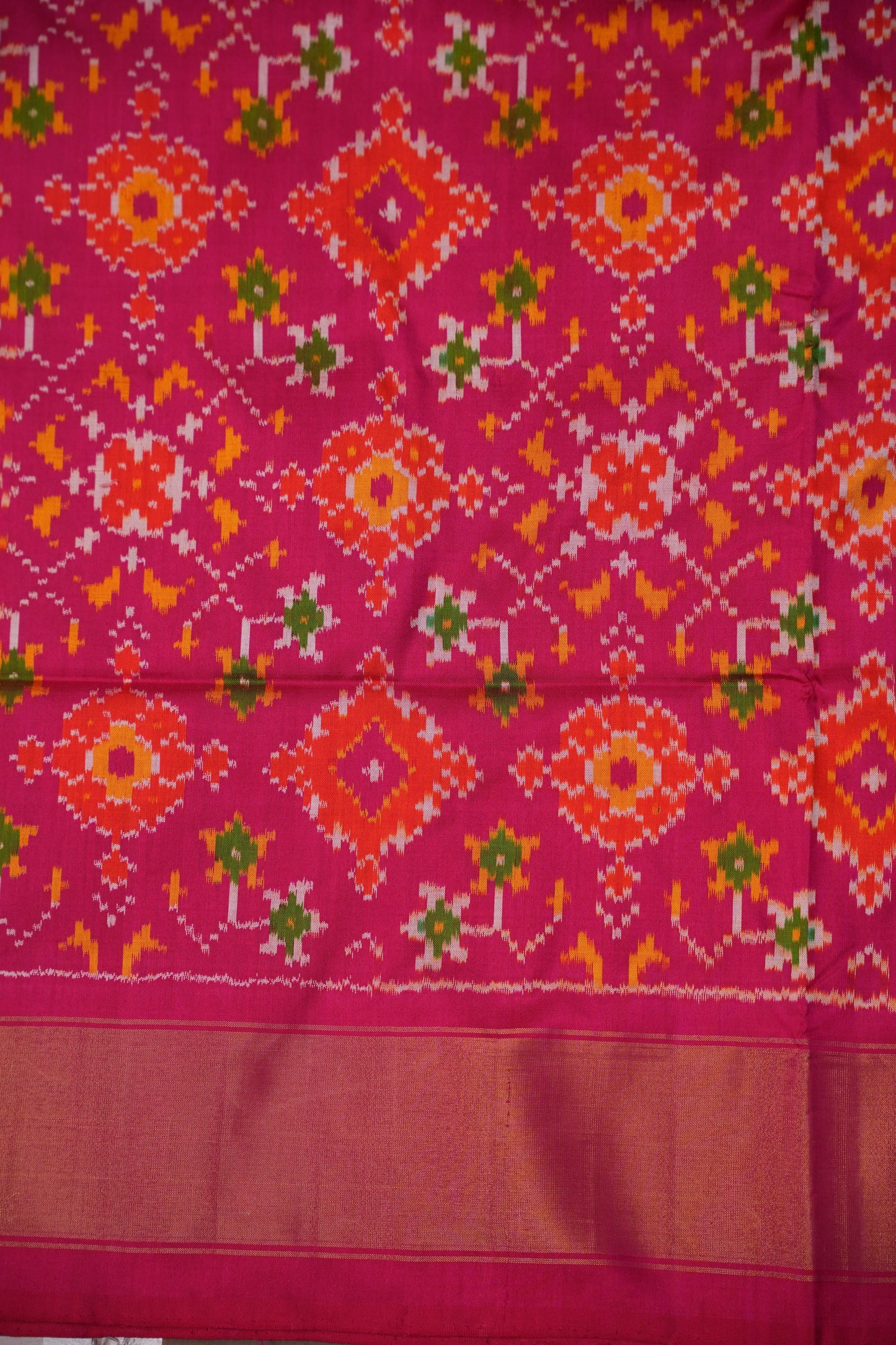 Pure Ikkat Soft Silk Saree - Magenta Pink