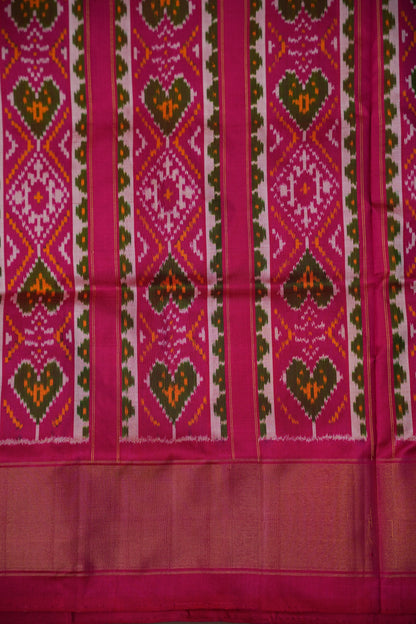 Pure Ikkat Soft Silk Saree - Magenta Pink