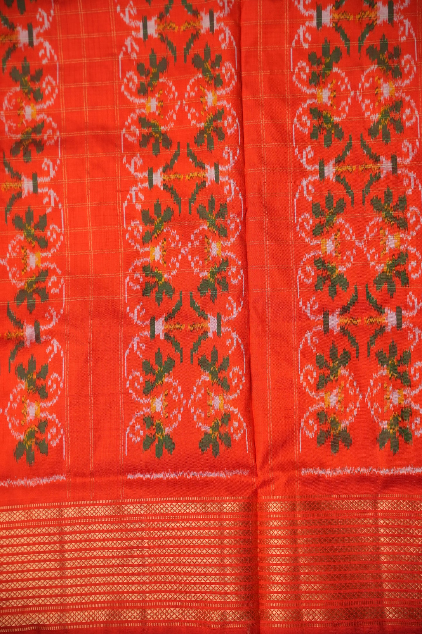 Pure Ikkat Soft Silk Saree - Blue & Orange