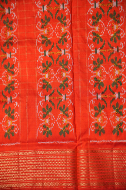 Pure Ikkat Soft Silk Saree - Blue & Orange