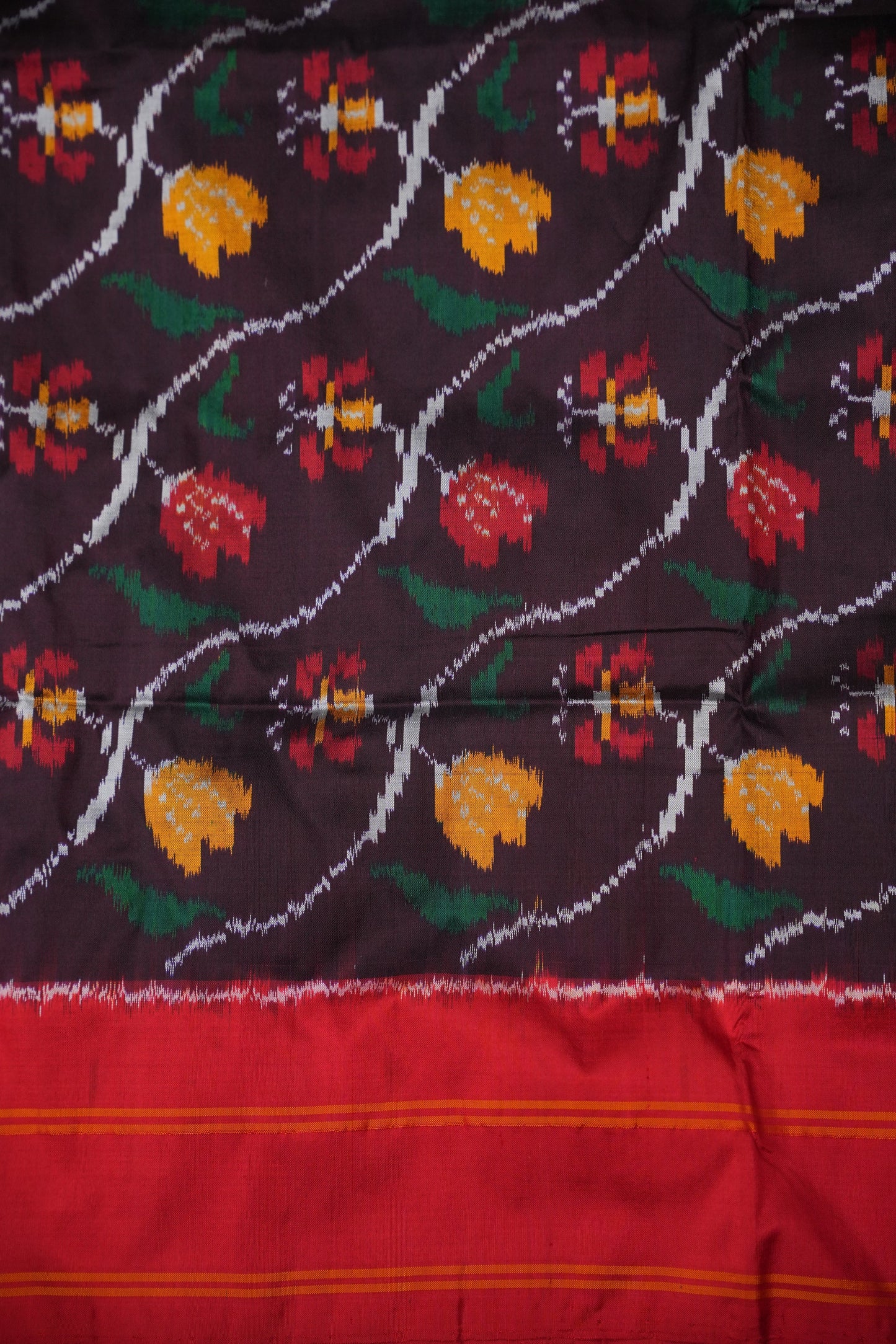 Pure Ikkat Soft Silk Saree - Black & Red