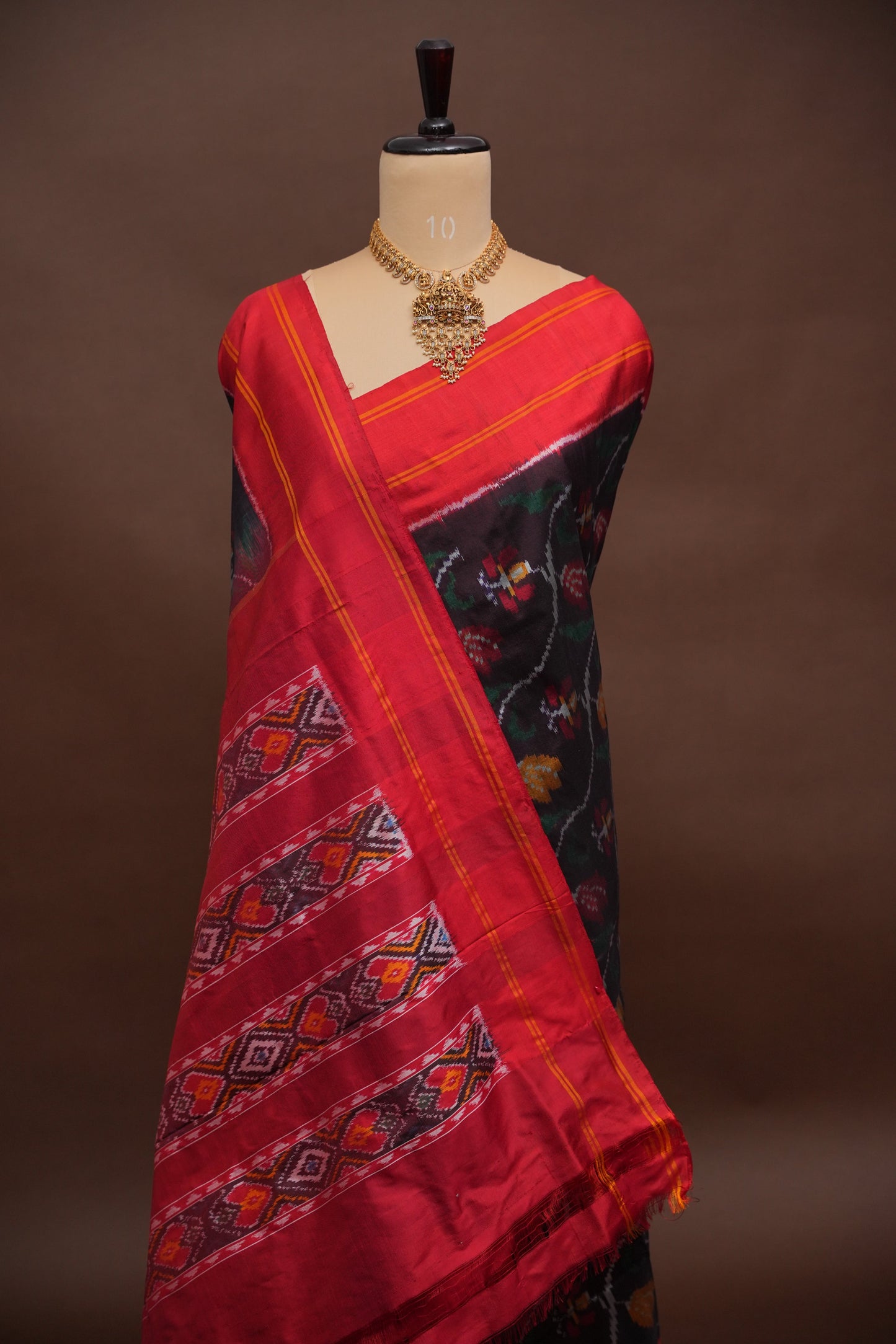 Pure Ikkat Soft Silk Saree - Black & Red