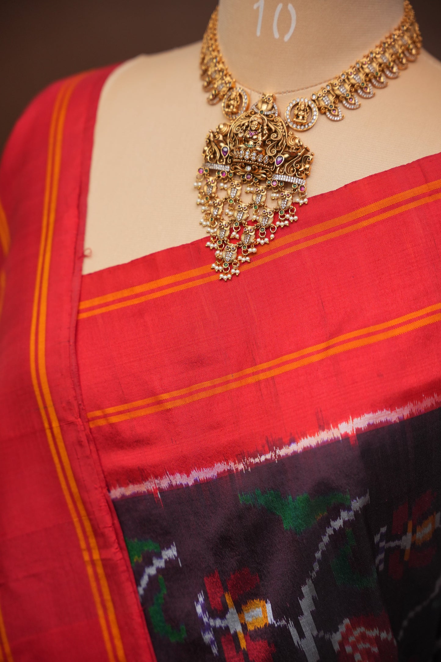 Pure Ikkat Soft Silk Saree - Black & Red