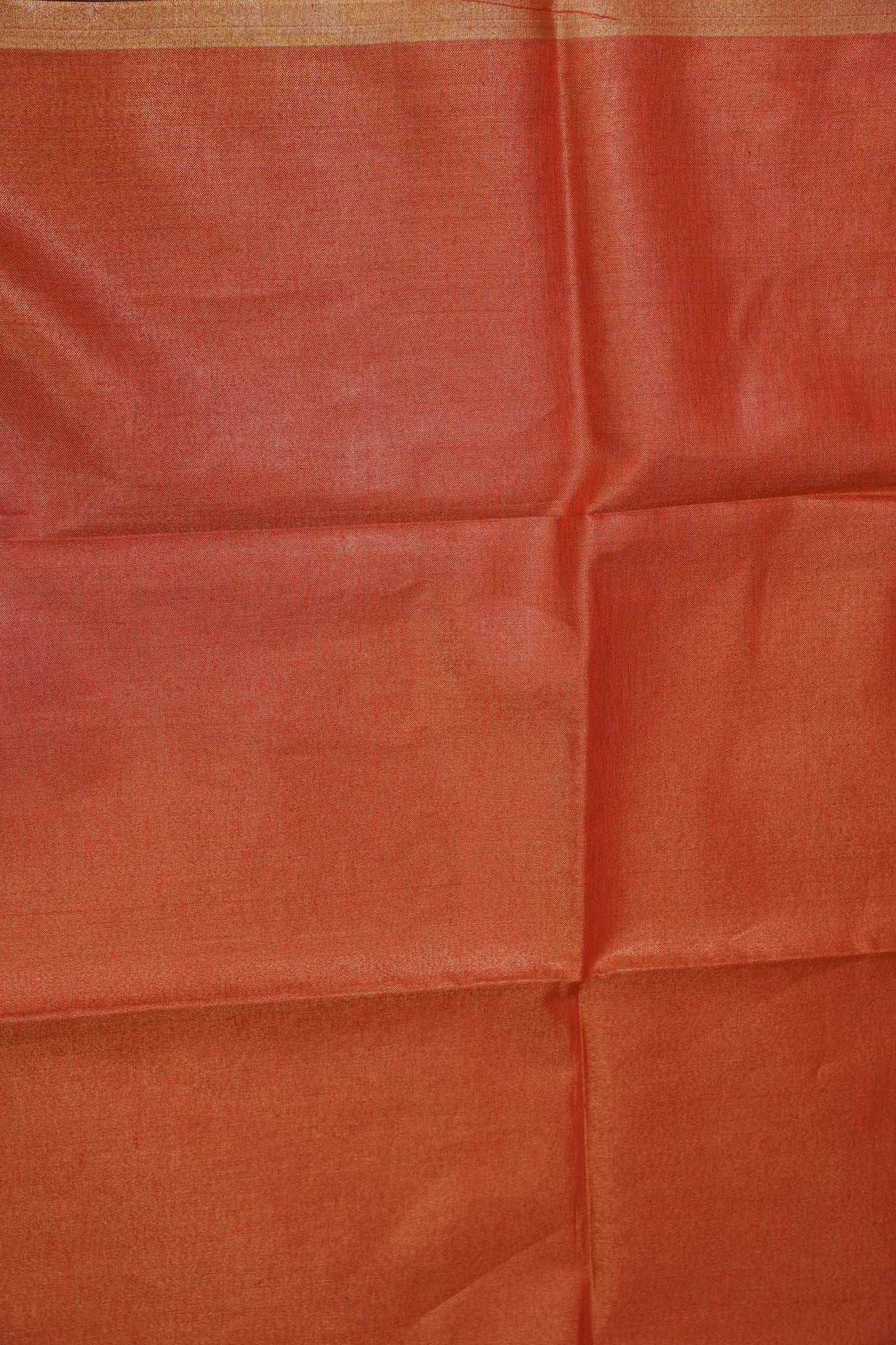 Tissue Linen Silk Saree – Rust Orange with Subtle Gold Zari Border
