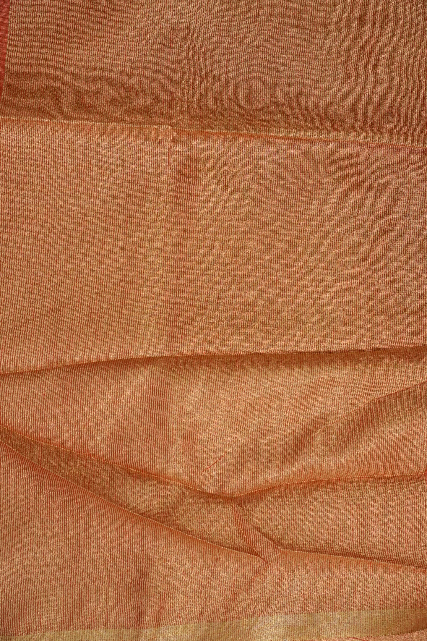 Tissue Linen Silk Saree – Rust Orange with Subtle Gold Zari Border