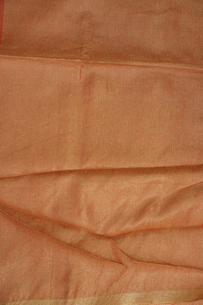Tissue Linen Silk Saree – Rust Orange with Subtle Gold Zari Border