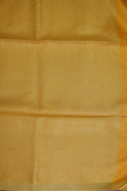 Tissue Linen Silk Saree – Mustard Yellow with Subtle Gold Zari Border