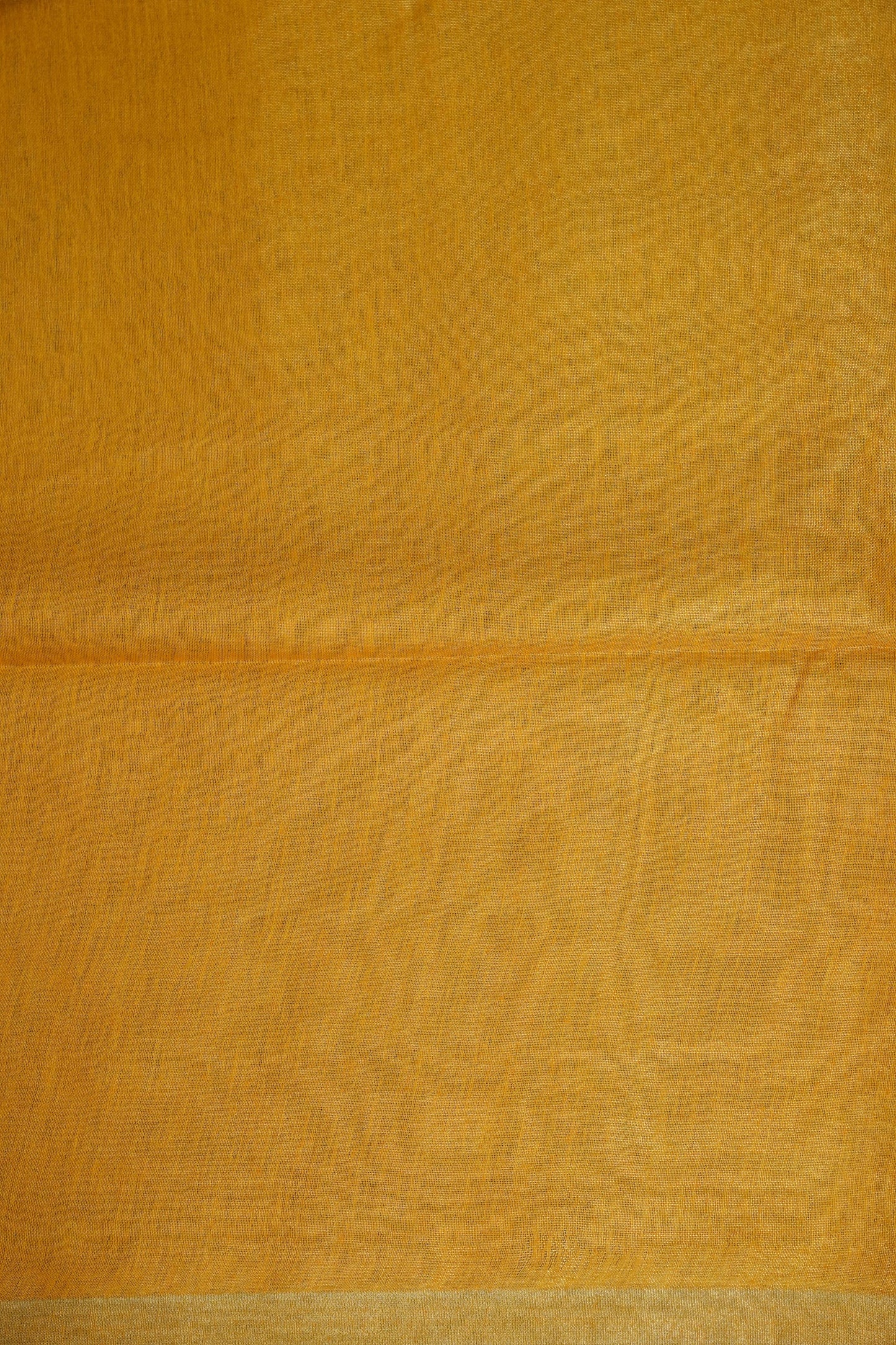 Tissue Linen Silk Saree – Mustard Yellow with Subtle Gold Zari Border