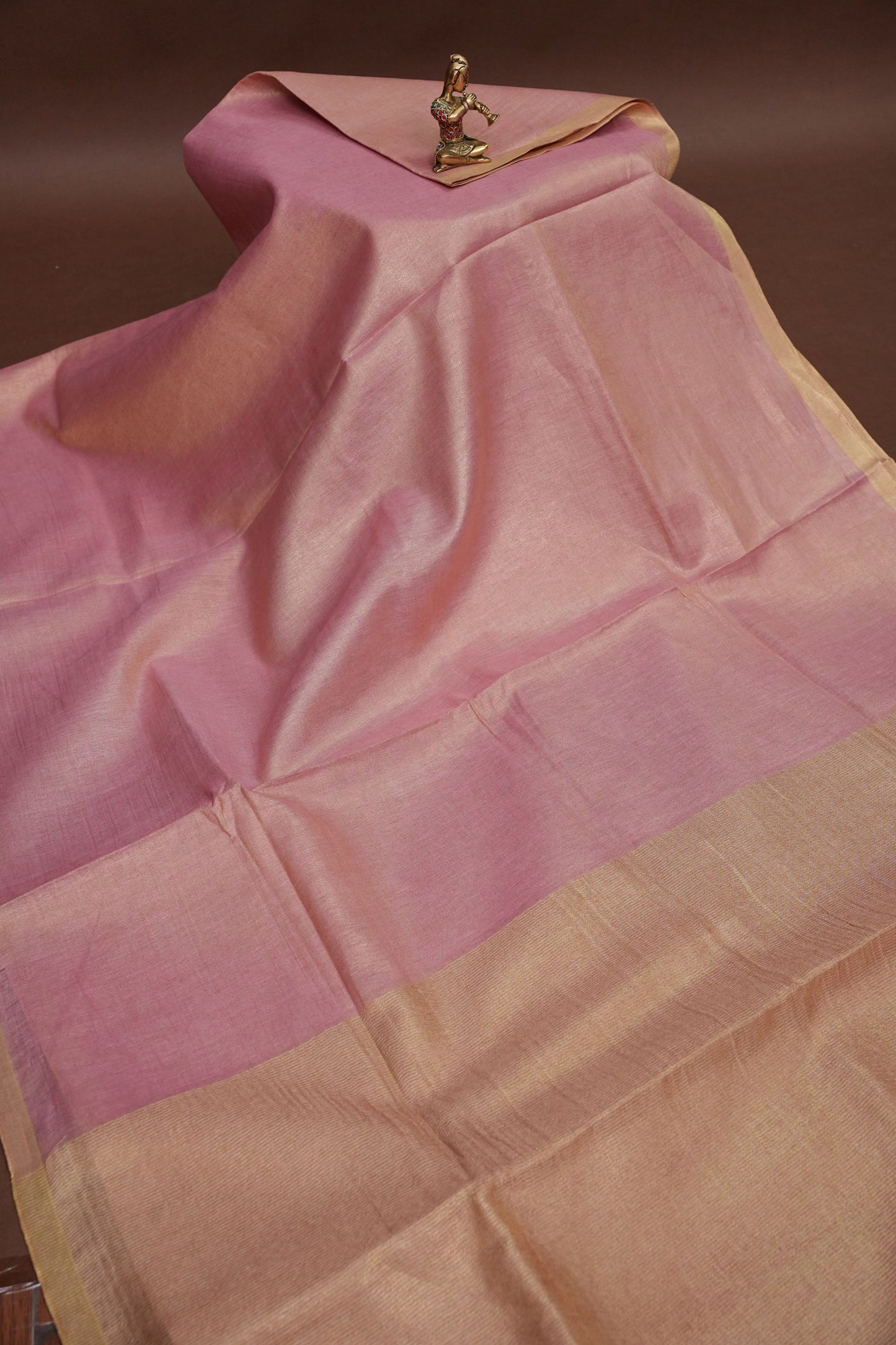 Blush Pink & Gold Tissue Linen Saree