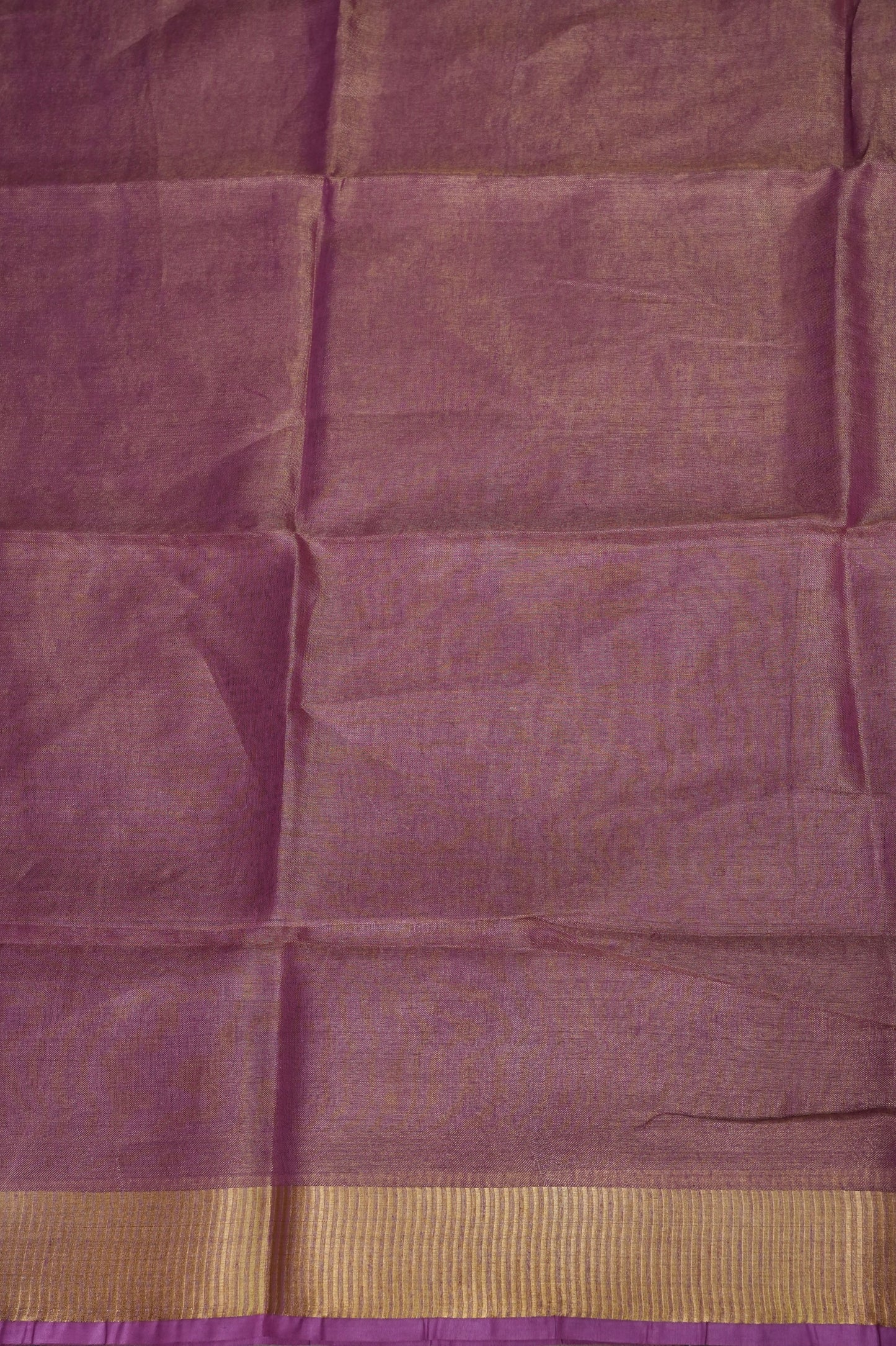Rose Pink & Champagne Gold Tissue Linen Saree with Zari Border