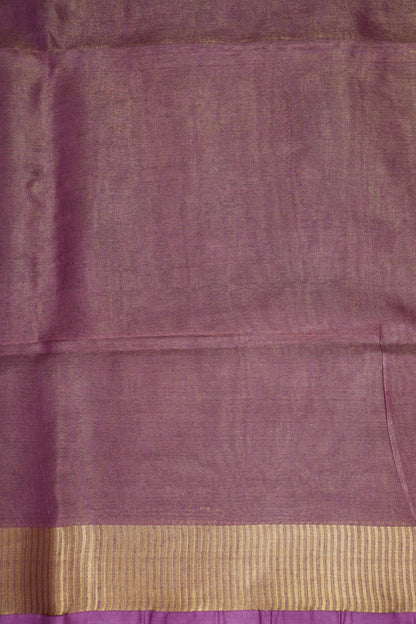 Rose Pink & Champagne Gold Tissue Linen Saree with Zari Border