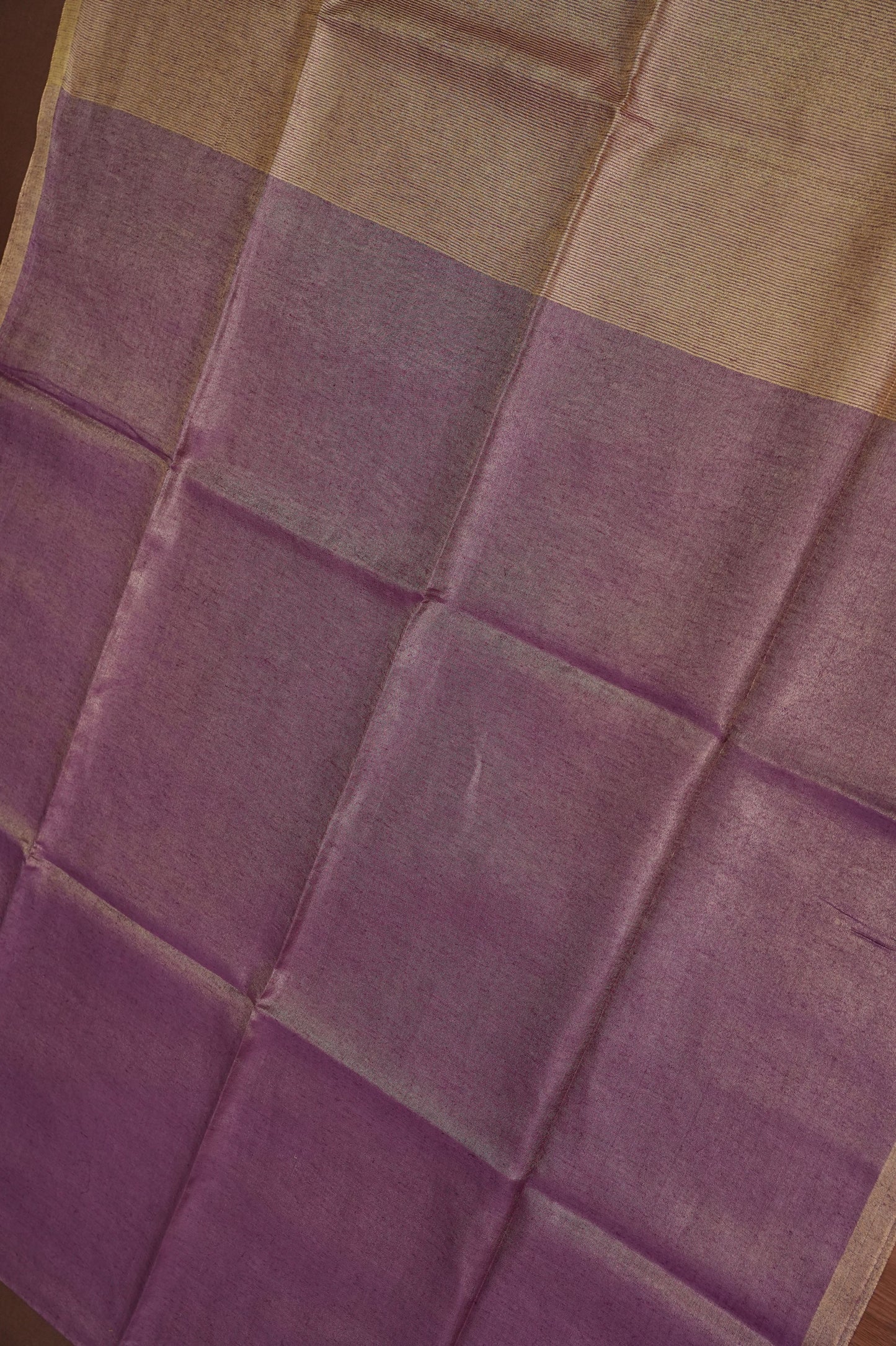 Lavender & Antique Gold Tissue Linen Saree