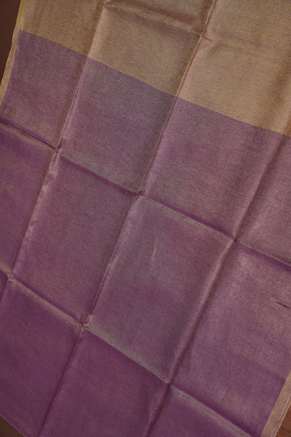 Lavender & Antique Gold Tissue Linen Saree