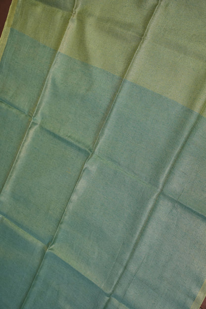 Sage Green & Olive Gold Tissue Linen Saree