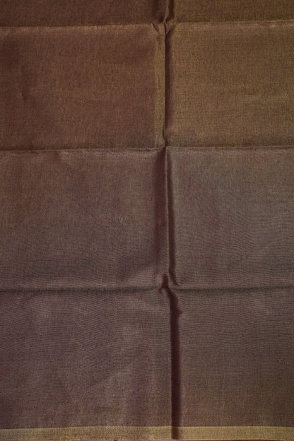 Mocha Brown & Antique Gold Tissue Linen Saree