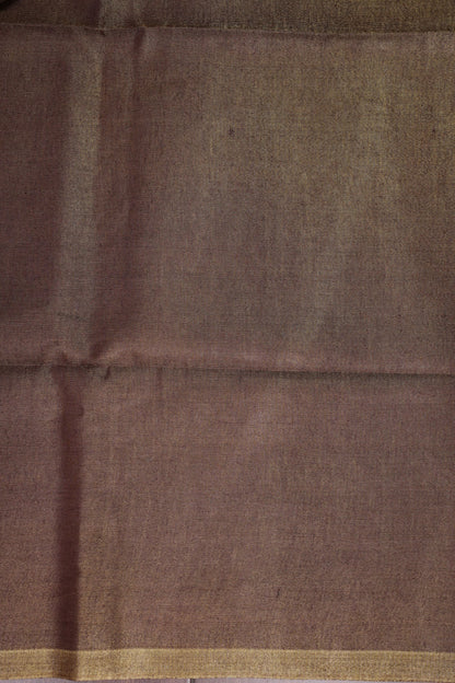 Mocha Brown & Antique Gold Tissue Linen Saree