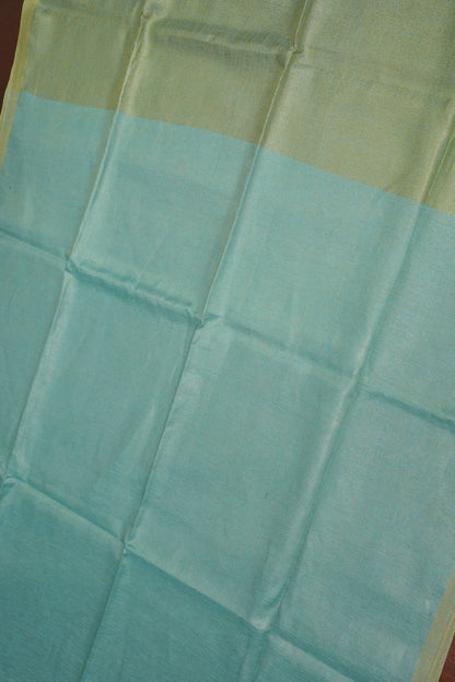 Aqua Blue & Soft Gold Tissue Linen Saree