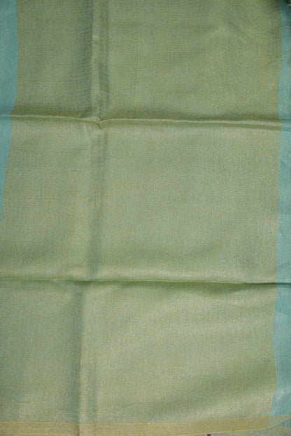 Aqua Blue & Soft Gold Tissue Linen Saree