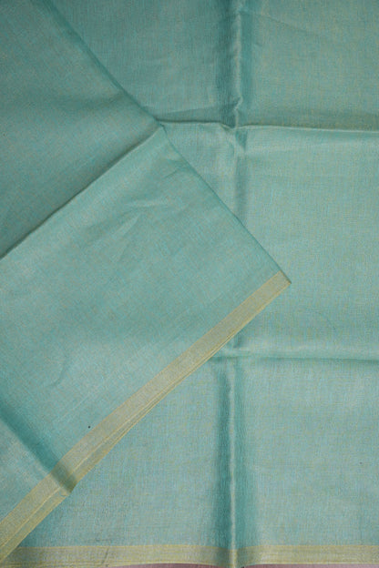 Aqua Blue & Soft Gold Tissue Linen Saree